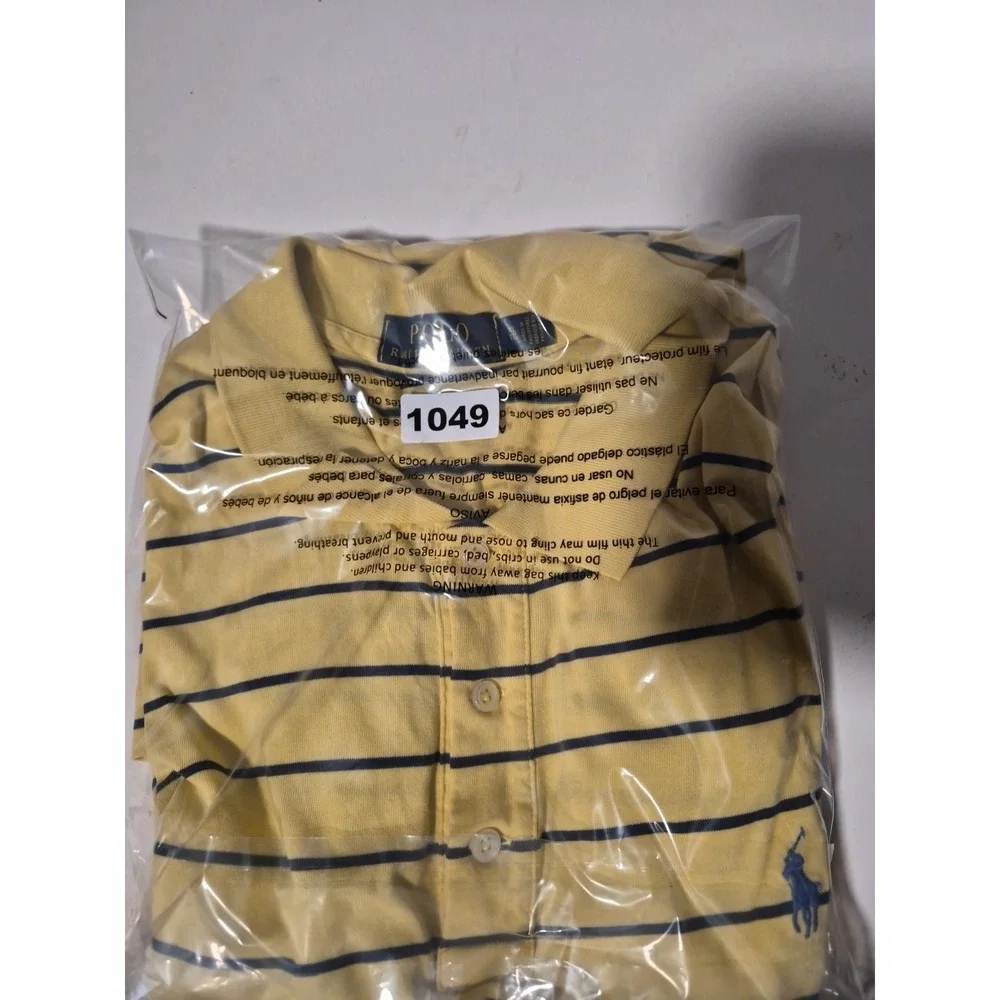 Ralph Lauren Striped Polo Shirt Mens XL Classic Yellow Blue Lightweight Golf‎